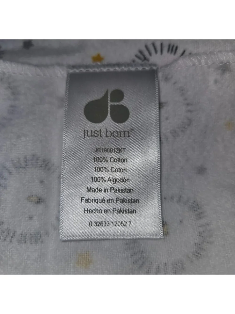 Just Born Lion Head Stars White Gray Yellow Receiving Blanket Cotton NEVER USED